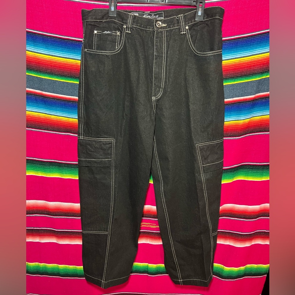 Y2K Kani Jeans Wide Leg Deep Pockets Black Denim Size 36x30